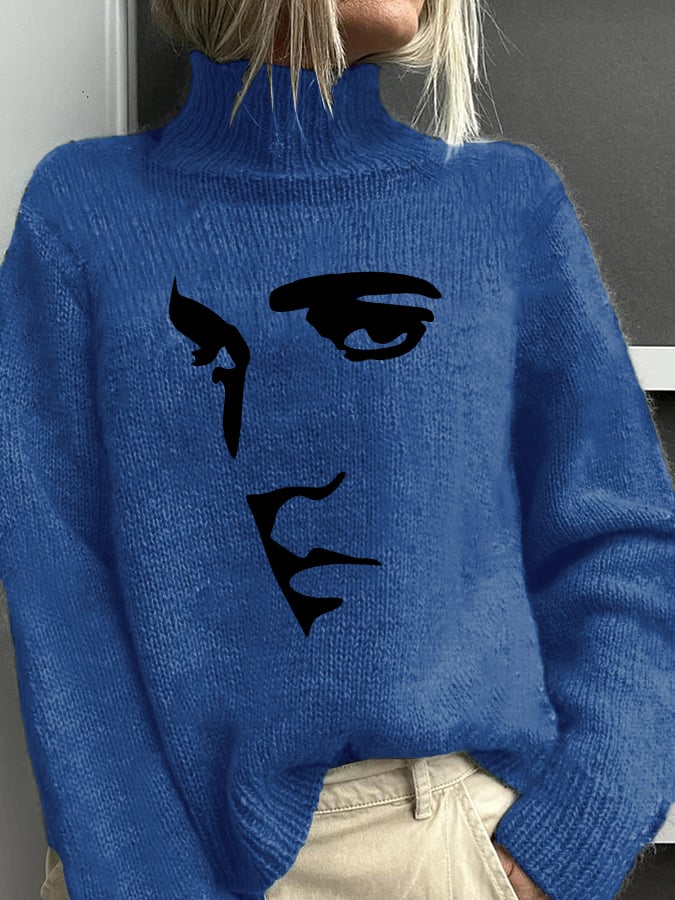 Retro King Of Rock Roll Print Sweater