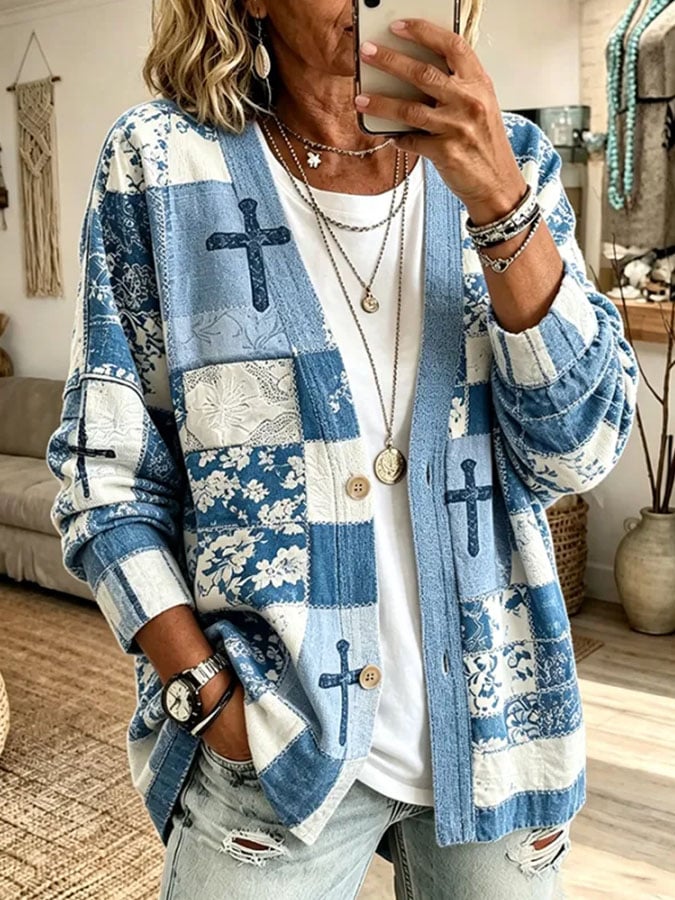 Women's Casual Printed Cardigan