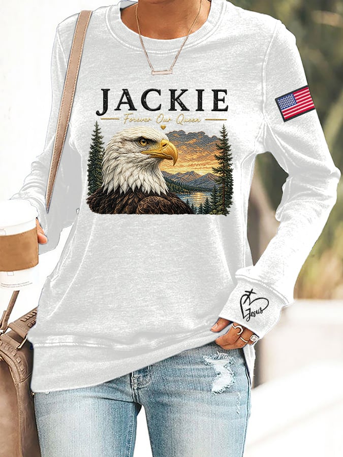 Retro Jackie Forever Our Queen Print Sweatshirt