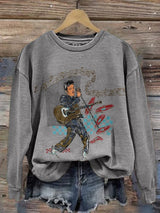 Retro King Of Rock Roll Print Sweatshirt
