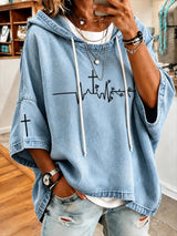 Women's Faith Cross Print Hooded Sweatshirt