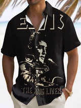 Men'S Retro King Of Rock Roll Printed Short Sleeve Shirt