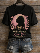 Women's "We Will Always Love You" Print V-Neck T-Shirt
