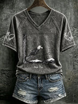 V Neck Retro Jackie Forever Our Queen Soar Free Print T-Shirt