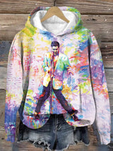 Retro King Of Rock Roll Oil Painting Print Hoodie