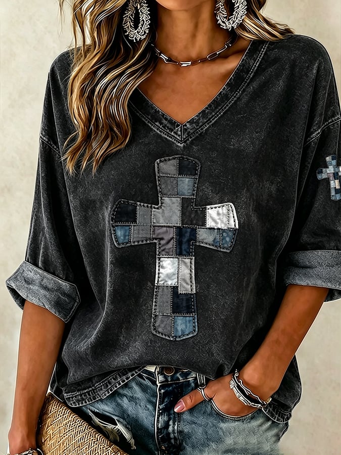 Women's God Is Good Faith Cross Print Hooded Sweatshirt