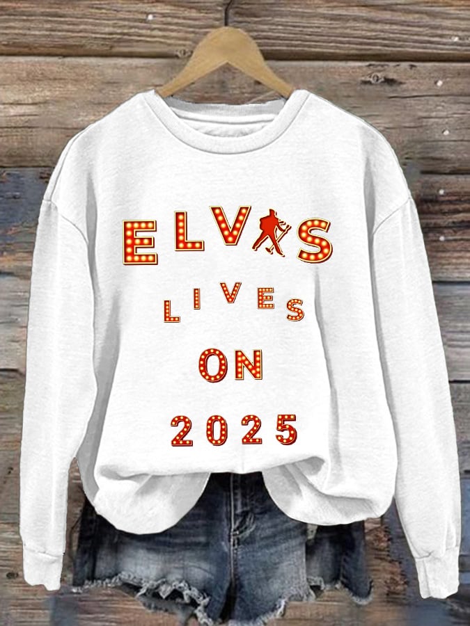 Retro King Of Rock Roll Lives On 2025 Print Sweatshirt