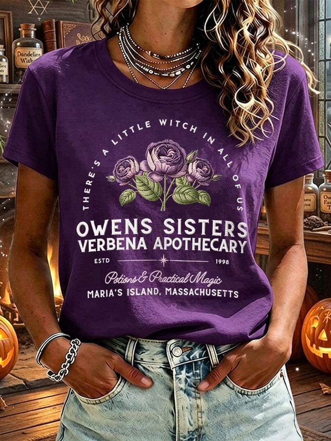 Women's Owens Sisters Apothecary Witch Print Casual T-shirt