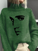Retro King Of Rock Roll Print Sweater