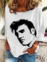 Women's Vintage Print Round Neck Sweatshirt