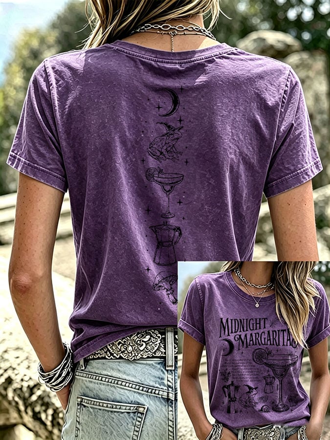 Women's Midnight Margaritas Print Casual T-shirt
