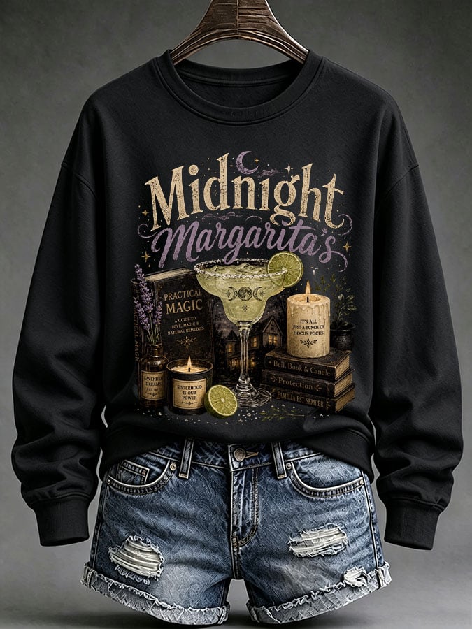 Women's Midnight Margaritas Print Casual Sweatshirt