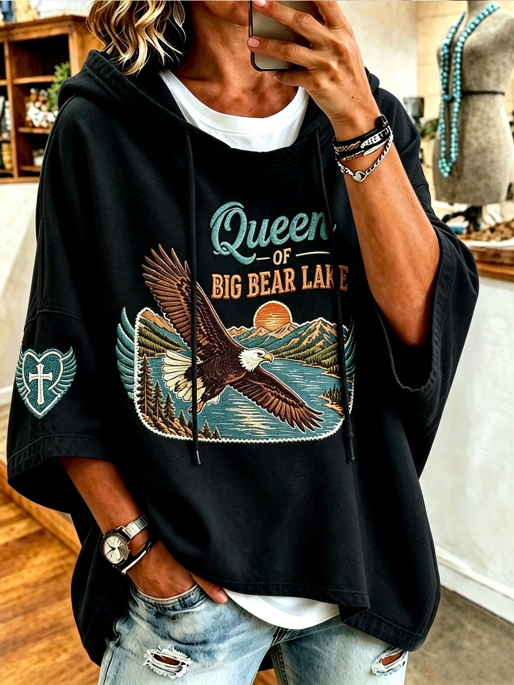 Women'S Casual Bald Eagle "Jackie" Print Top