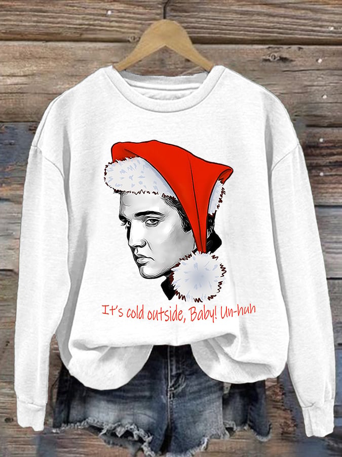 Women's Vintage It's Cold Outside Baby Print Round Neck Sweatshirt
