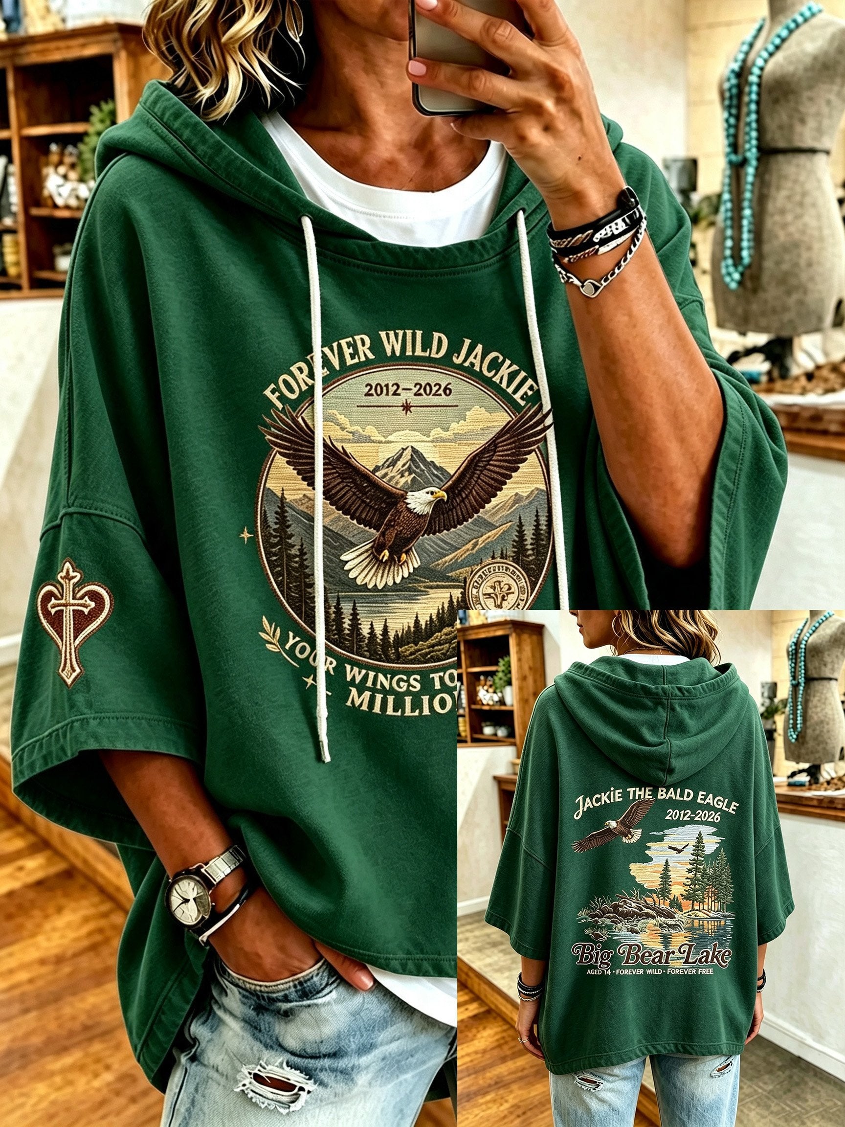 Women'S Casual Bald Eagle "Jackie" Print Top