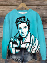 Retro King Of Rock Roll Painting Print Sweatshirt