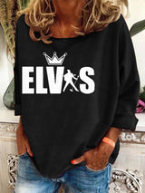 Women'S Retro King Of Rock Roll Printed Sweatshirt