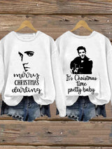Retro King Of Rock Roll Merry Christmas Print Sweatshirt