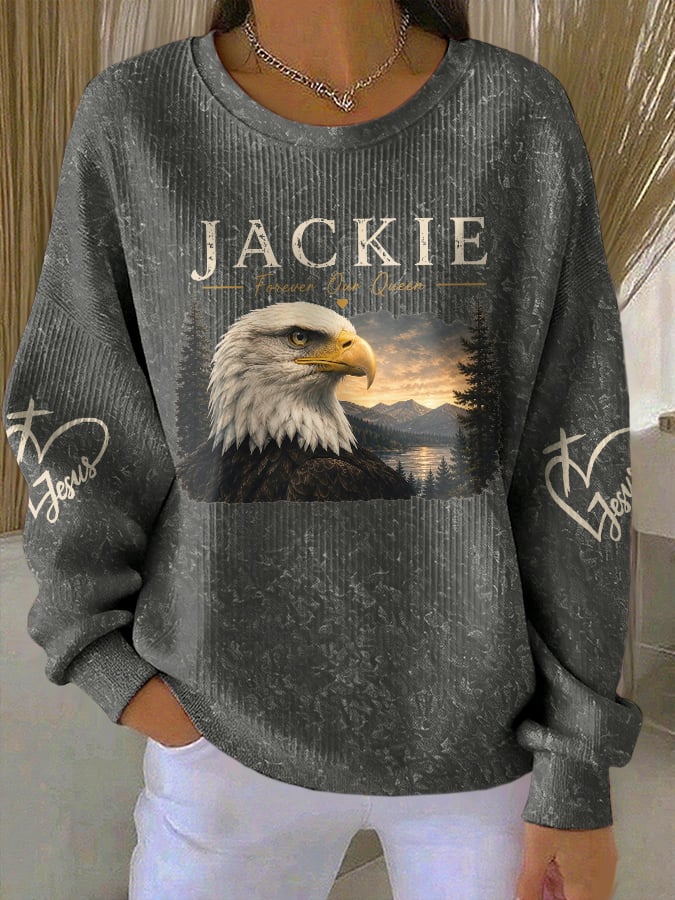 Retro Jackie Forever Our Queen Print Sweatshirt