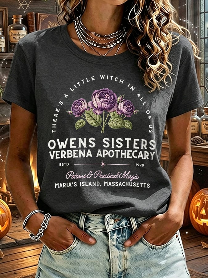 Women's Owens Sisters Apothecary Witch Print Casual T-shirt