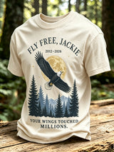 Men's Retro Jackie And Shadow Bald Eagle Printed Casual T-Shirt