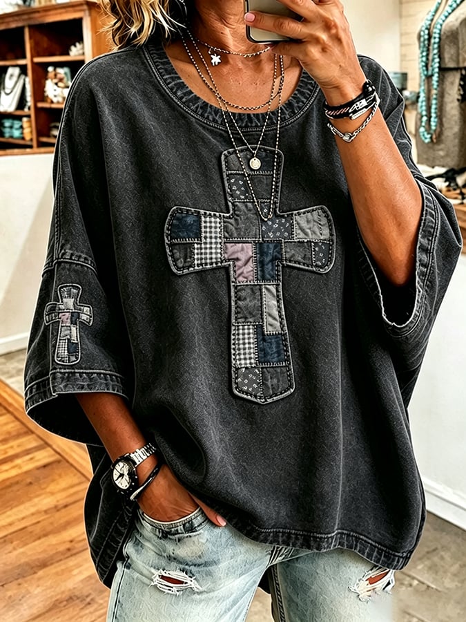 Women's God Is Good Faith Cross Print Hooded Sweatshirt