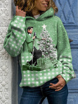 Women's Vintage Print Casual Hooded Sweatshirt