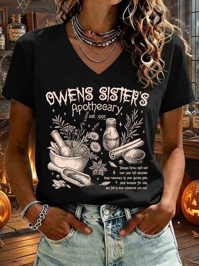 Women's Owens Sisters Apothecary Witch Print T-shirt