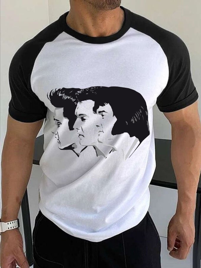 Men's Male Star King of Rock&Roll Print T-Shirt