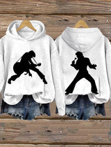 Retro King Of Rock Roll Print Hoodie