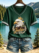 Women's Jackie The Eagle Print V Neck T-Shirt