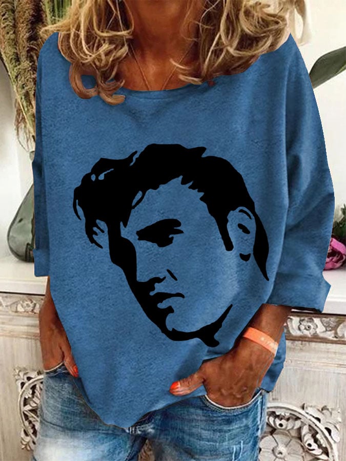 Women's Vintage Print Round Neck Sweatshirt