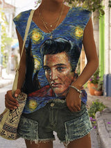 Women's Fun Vintage Oil Painting Silhouettes Print Print T-Shirt