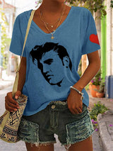 Women's Silhouette Print Souvenir V-Neck T-Shirt