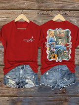 V-Neck Retro Dolly Queen Of Country Print T-Shirt