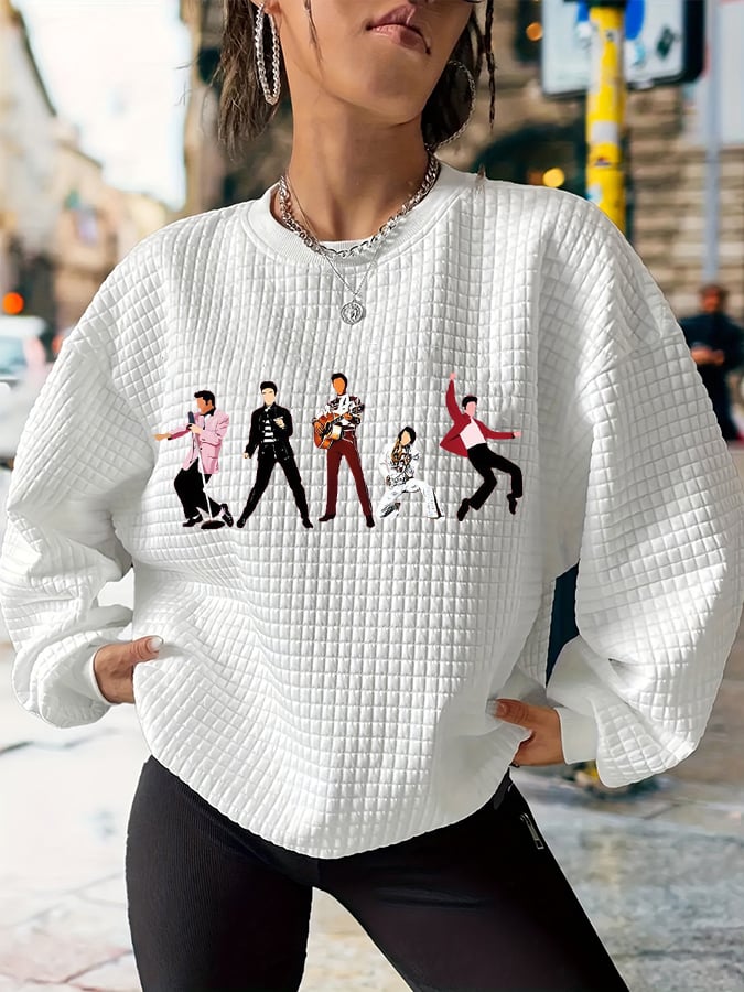Women's Superstar Print Waffle Sweatshirt