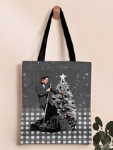 Retro Plaid Gradient Print Canvas Shoulder Bag