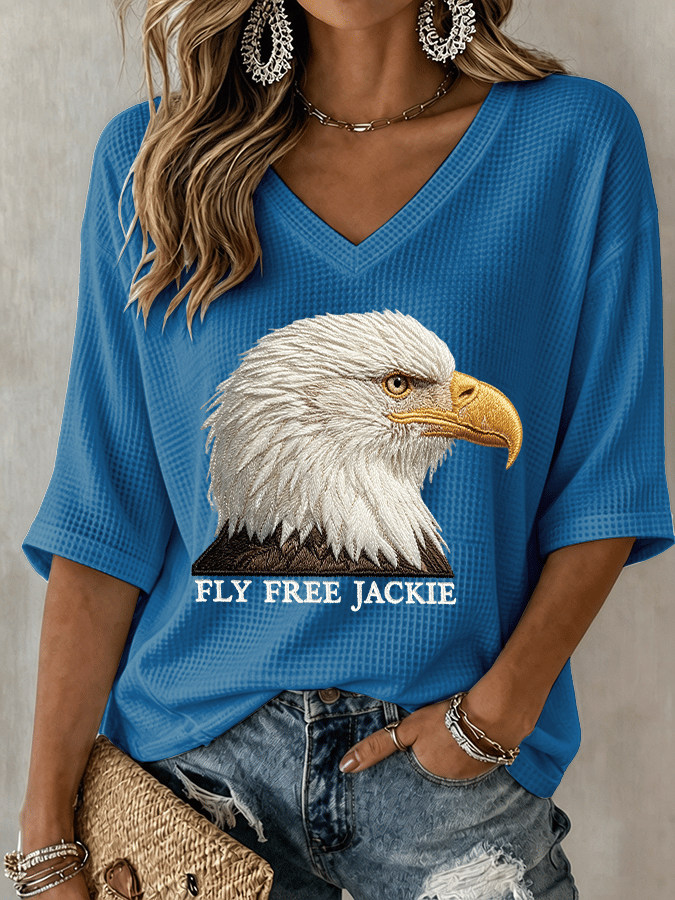 Women's Fly Free Jackie Print V Neck T-Shirt