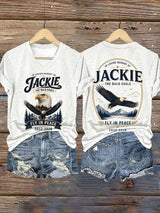 V-Neck Retro In Loving Memory Of Jackie The Bald Eagle Fly In Peace 2012-2026 Print T-Shirt