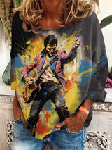 Women's Vintage Art Print Round Neck Sweatshirt