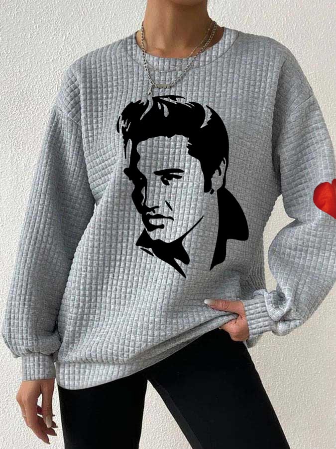 Women's Silhouette Print Souvenir Waffle Sweatshirt