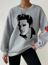 Women's Silhouette Print Souvenir Waffle Sweatshirt
