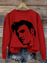 Women's Vintage Print Round Neck Sweatshirt