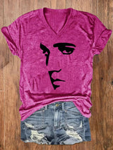 Women's Silhouette Print Souvenir V-Neck T-Shirt