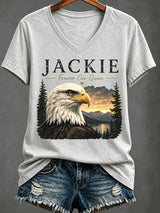 Women's Casual Bald Eagle "Jackie" Print Top