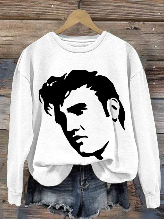 Women's Vintage Print Round Neck Sweatshirt