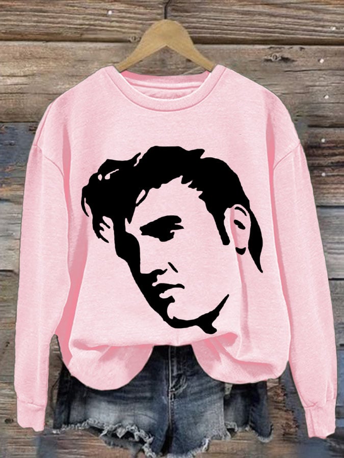 Women's Vintage Print Round Neck Sweatshirt