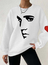 Women's Silhouette Print Souvenir Waffle Sweatshirt