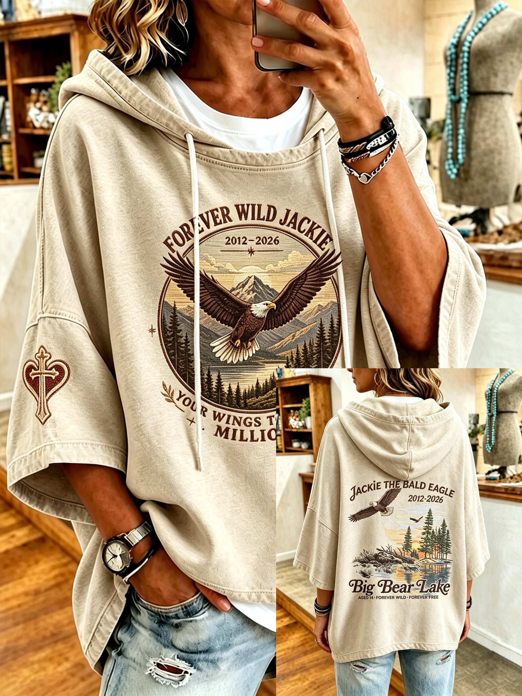 Women'S Casual Bald Eagle "Jackie" Print Top