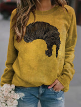 Retro Raglan Sleeves King Of Rock Roll Print Sweatshirt